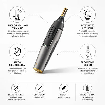 Titanium-Coated Ultra-Fine Precision Trimmer (LED Light)