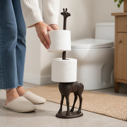 Toilet Paper Stand Freestanding Cast Iron Holds Multiple Rolls