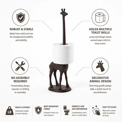 Toilet Paper Stand Freestanding Cast Iron Holds Multiple Rolls