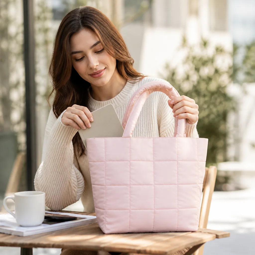Tote Bag Quilted Padded Easy Clean