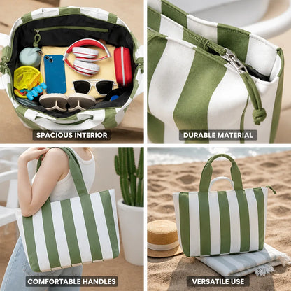 Tote Bag Striped Spacious Ergonomic Handles