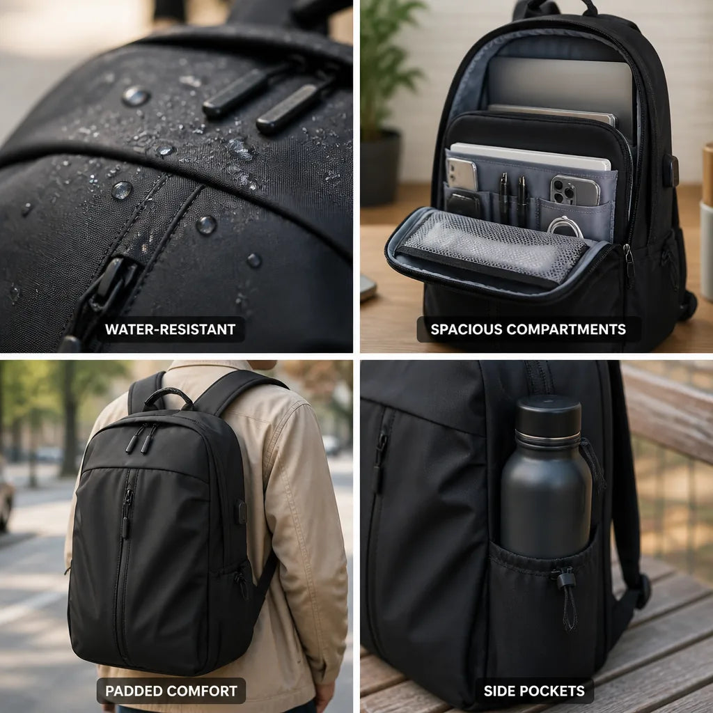 Travel Backpack Water-Resistant Padded Shoulder Straps & Spacious Compartments