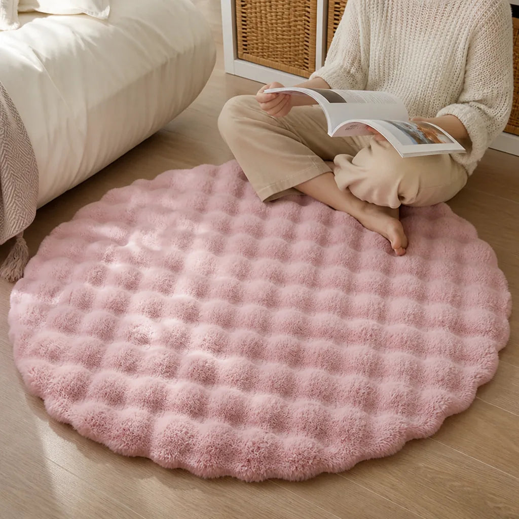 Tufted Polyester Fleece Round Rug (90 cm)