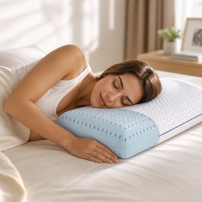Ventilated Cooling Gel Memory Foam Neck Pillow (Machine-Washable Cover)