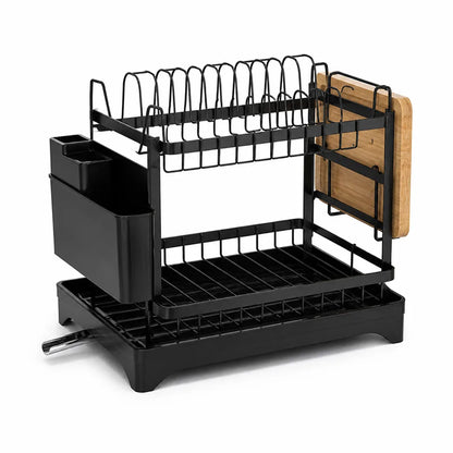 Vertical Stainless Steel Dish Rack With Rotating Drain (2-Tier)
