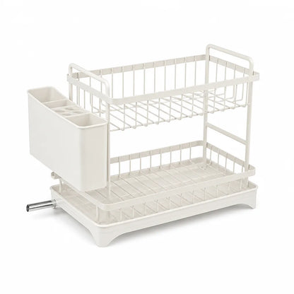Vertical Stainless Steel Dish Rack With Rotating Drain (2-Tier)