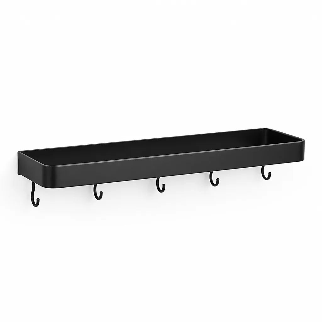 Wall-Mounted Bathroom Rack Black Moisture-Resistant Aluminum