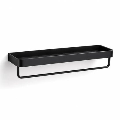 Wall-Mounted Bathroom Rack Black Moisture-Resistant Aluminum
