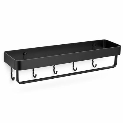 Wall-Mounted Bathroom Rack Black Moisture-Resistant Aluminum
