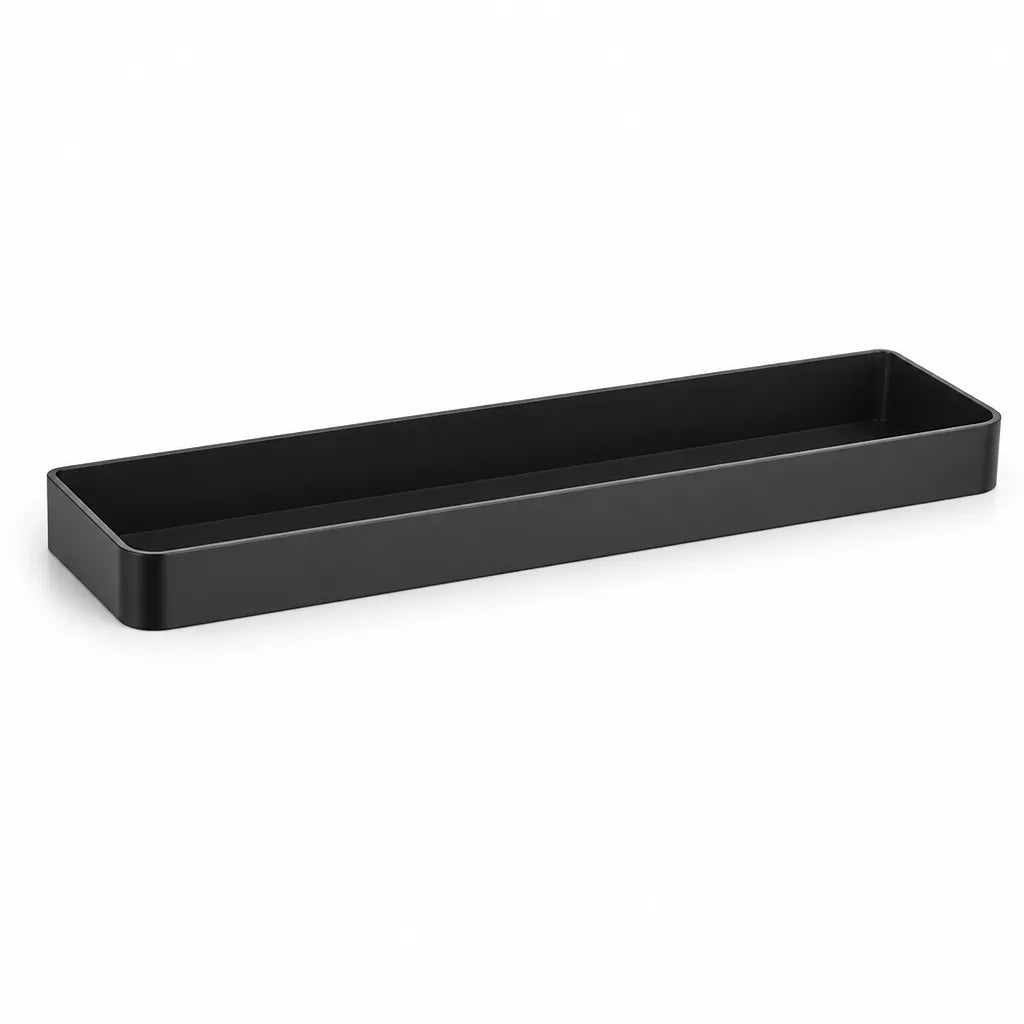 Wall-Mounted Bathroom Rack Black Moisture-Resistant Aluminum