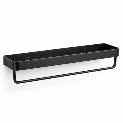 Wall-Mounted Bathroom Rack Black Moisture-Resistant Aluminum