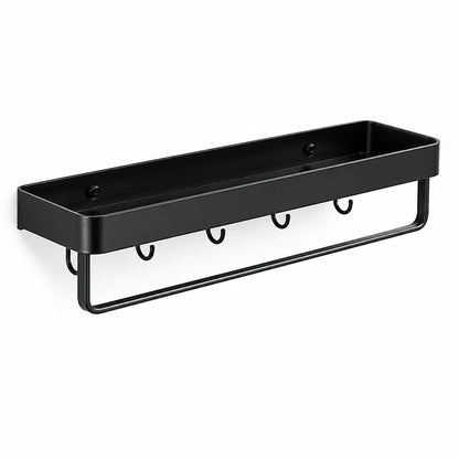 Wall-Mounted Bathroom Rack Black Moisture-Resistant Aluminum