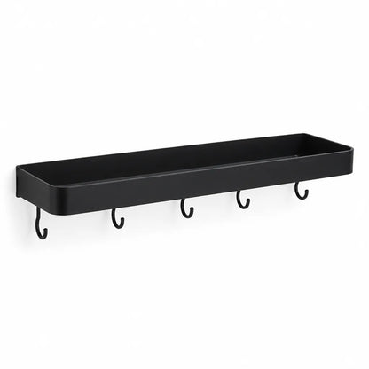 Wall-Mounted Bathroom Rack Black Moisture-Resistant Aluminum