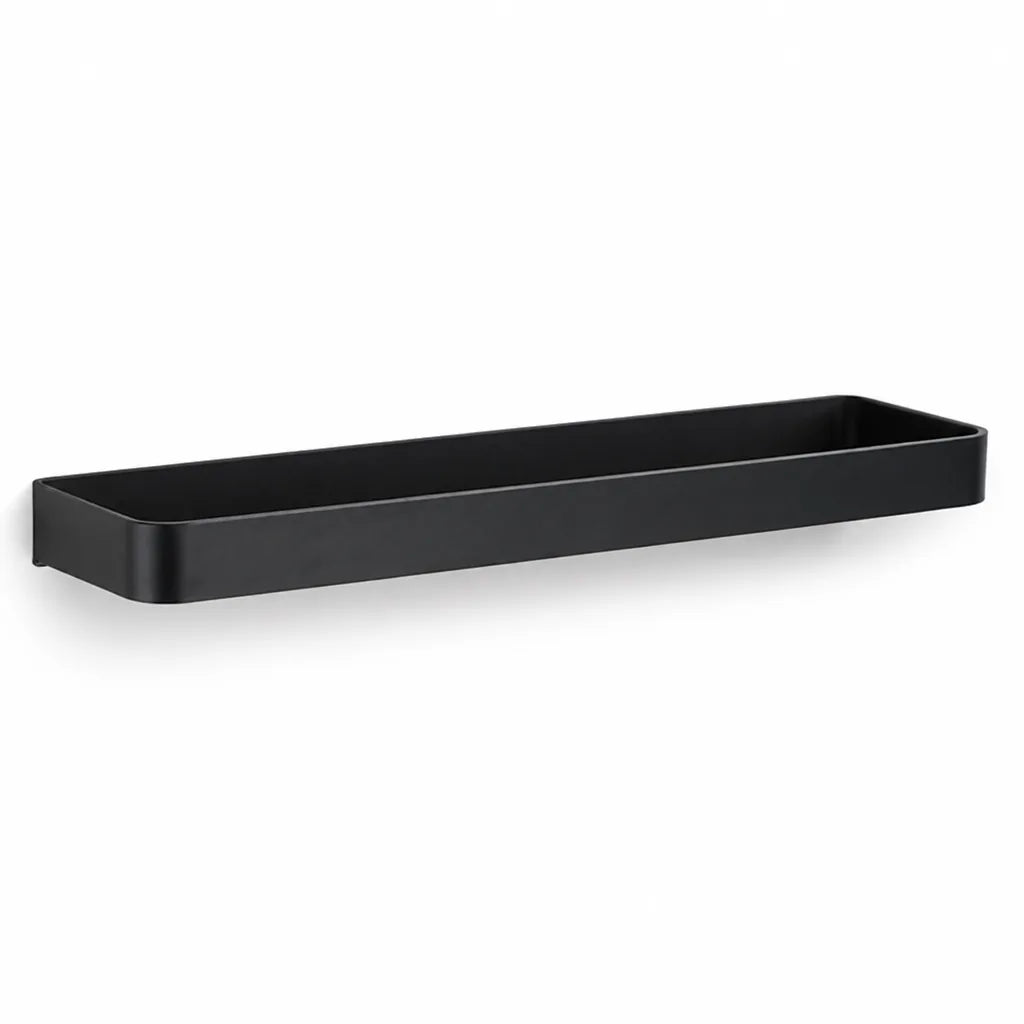 Wall-Mounted Bathroom Rack Black Moisture-Resistant Aluminum