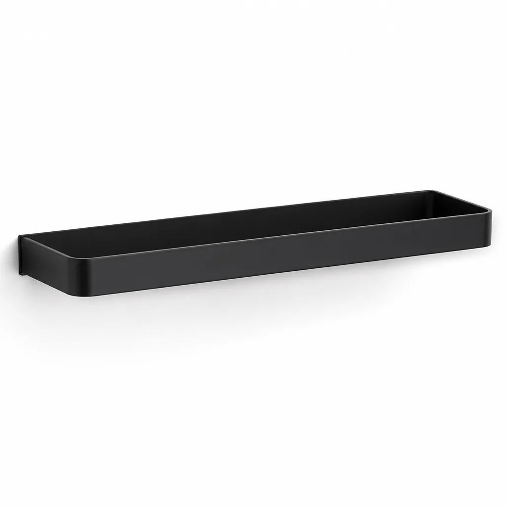 Wall-Mounted Bathroom Rack Black Moisture-Resistant Aluminum