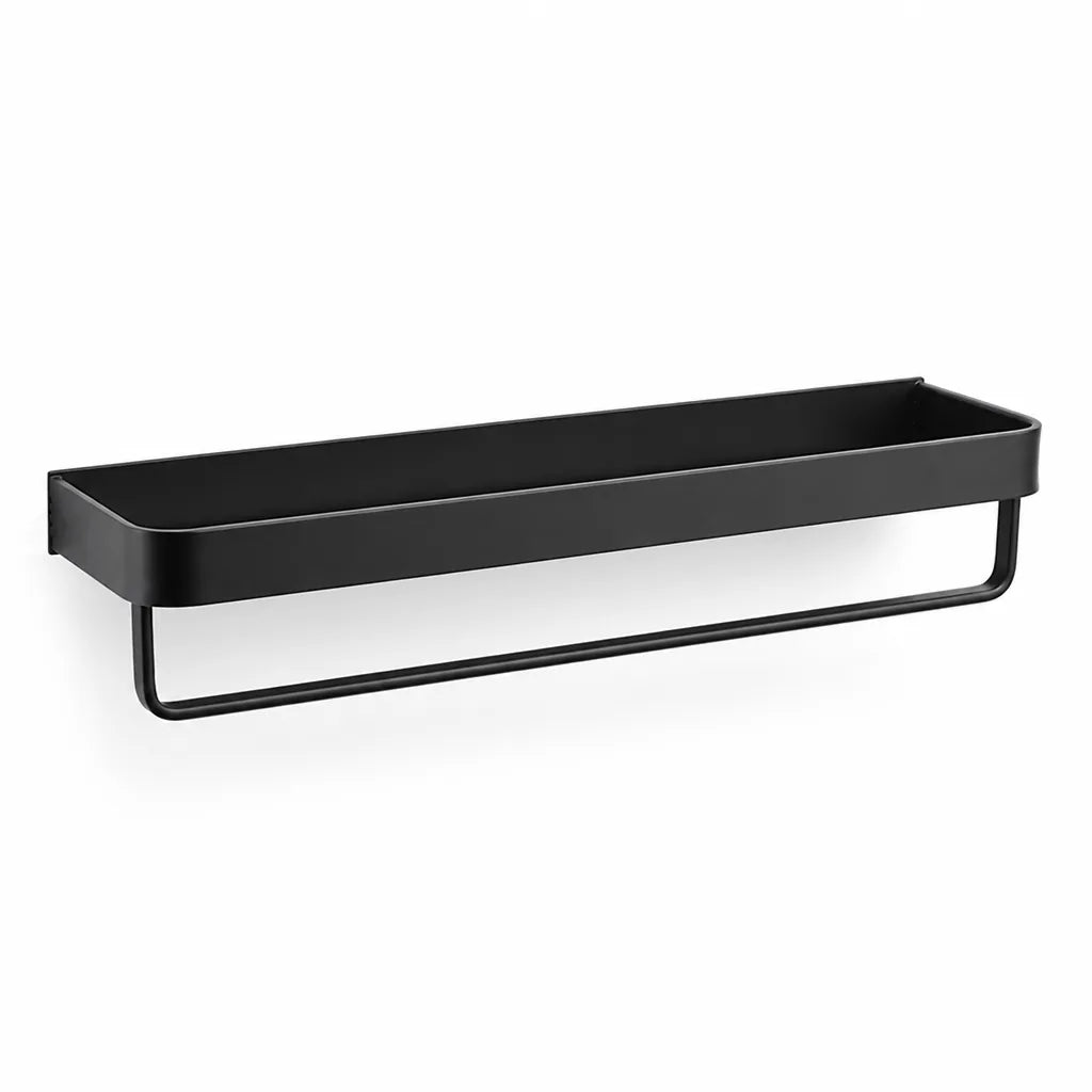 Wall-Mounted Bathroom Rack Black Moisture-Resistant Aluminum