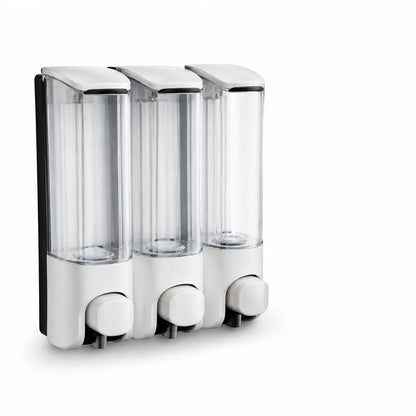 Wall-Mounted Shower Dispenser with Transparent Reservoir (3-Chamber)