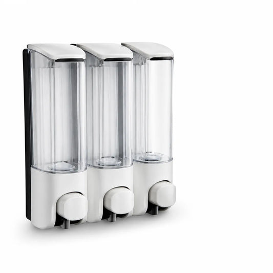 Wall-Mounted Shower Dispenser with Transparent Reservoir (3-Chamber)