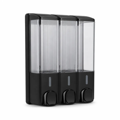 Wall-Mounted Shower Dispenser with Transparent Reservoir (3-Chamber)