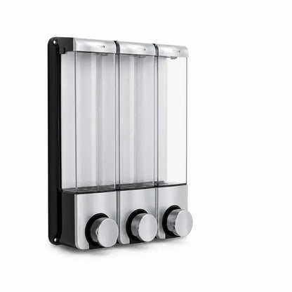 Wall-Mounted Shower Dispenser with Transparent Reservoir (3-Chamber)
