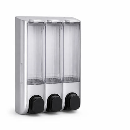 Wall-Mounted Shower Dispenser with Transparent Reservoir (3-Chamber)