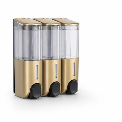 Wall-Mounted Shower Dispenser with Transparent Reservoir (3-Chamber)