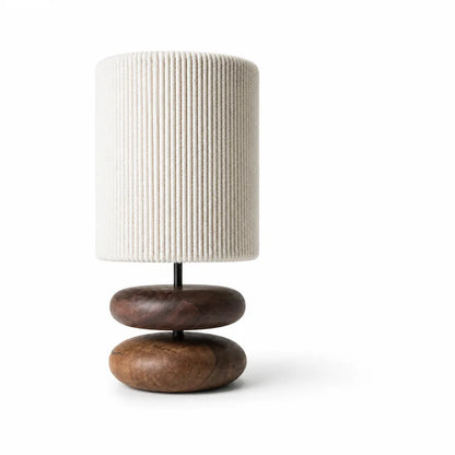 Walnut Wood Table Lamp with Linen Shade