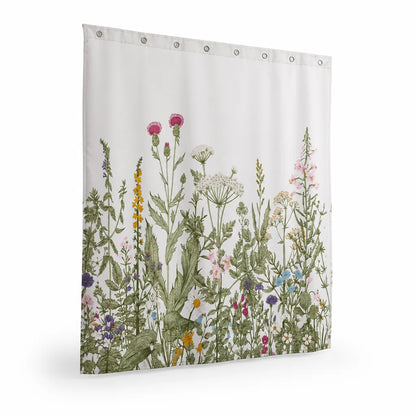Water-Resistant Botanical Illustration Shower Curtain