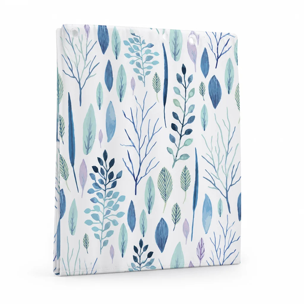 Water-Resistant Botanical Illustration Shower Curtain