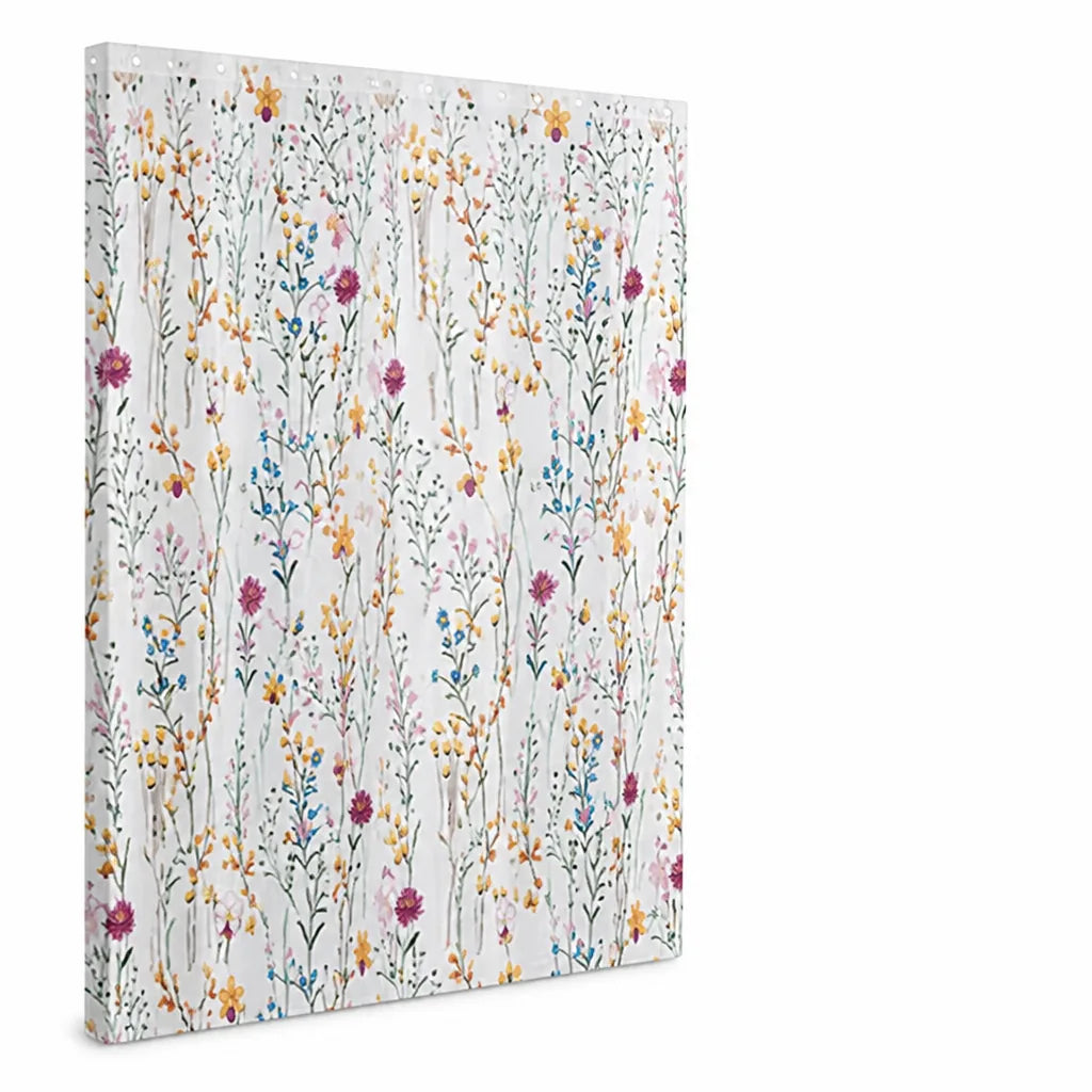 Water-Resistant Botanical Illustration Shower Curtain
