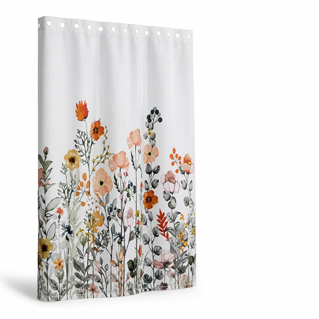 Water-Resistant Botanical Illustration Shower Curtain
