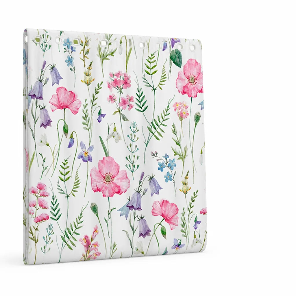 Water-Resistant Botanical Illustration Shower Curtain