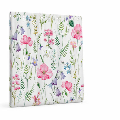 Water-Resistant Botanical Illustration Shower Curtain