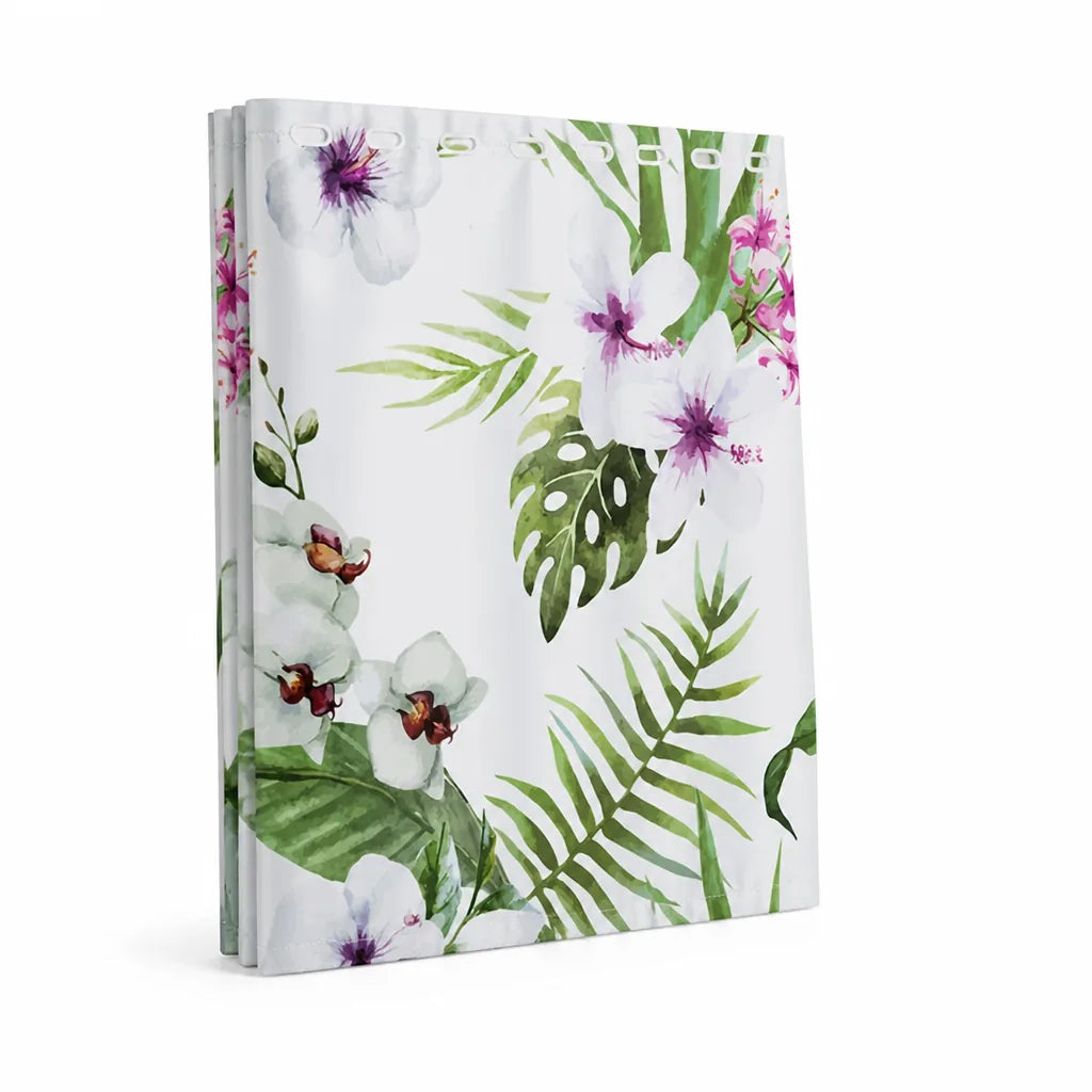 Water-Resistant Botanical Illustration Shower Curtain