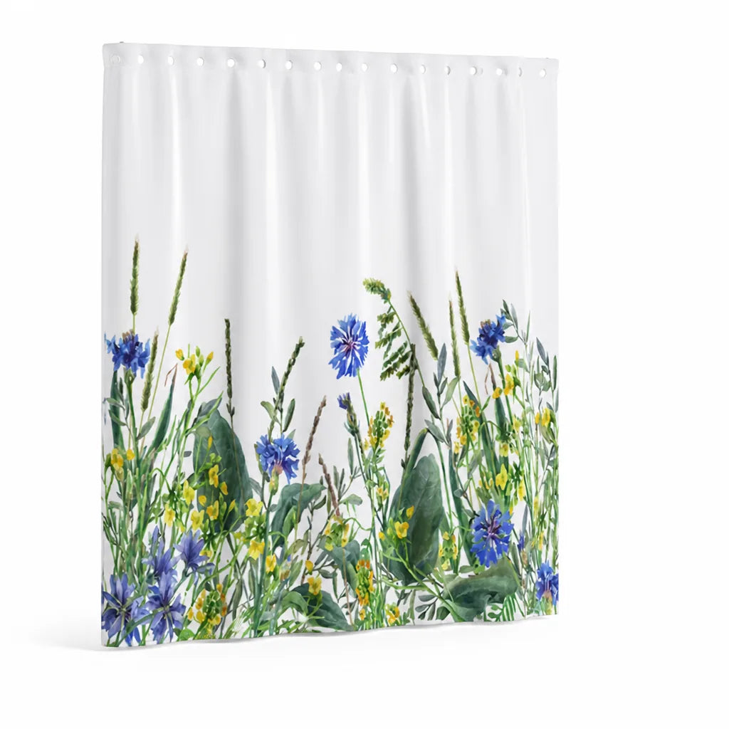 Water-Resistant Botanical Illustration Shower Curtain