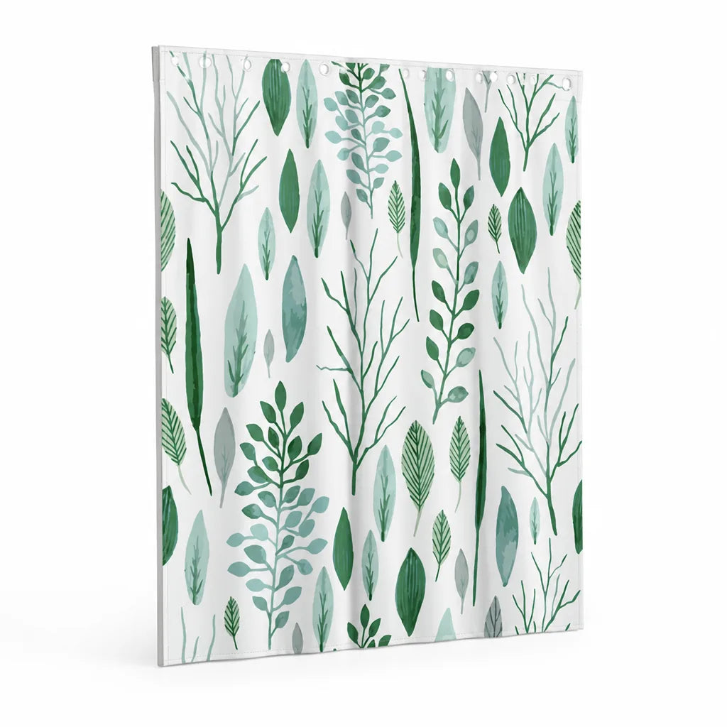 Water-Resistant Botanical Illustration Shower Curtain