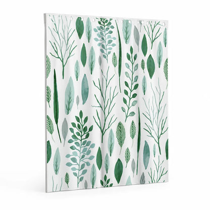 Water-Resistant Botanical Illustration Shower Curtain