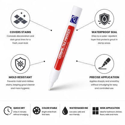 Waterproof & Mold-Resistant Precision Tip Grout Pen