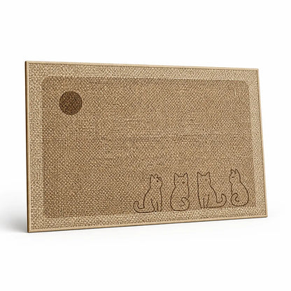 Welcome Mat Cat Print Non-Slip Linen Texture