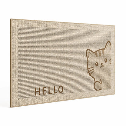 Welcome Mat Cat Print Non-Slip Linen Texture