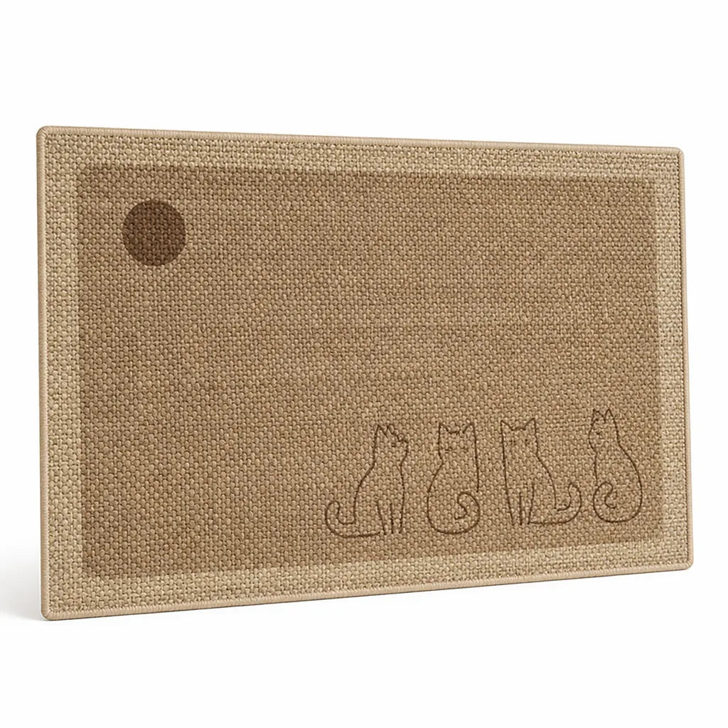 Welcome Mat Cat Print Non-Slip Linen Texture