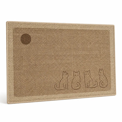Welcome Mat Cat Print Non-Slip Linen Texture