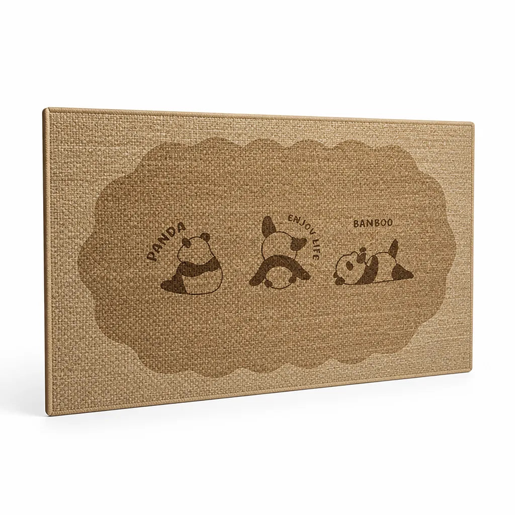 Welcome Mat Cat Print Non-Slip Linen Texture