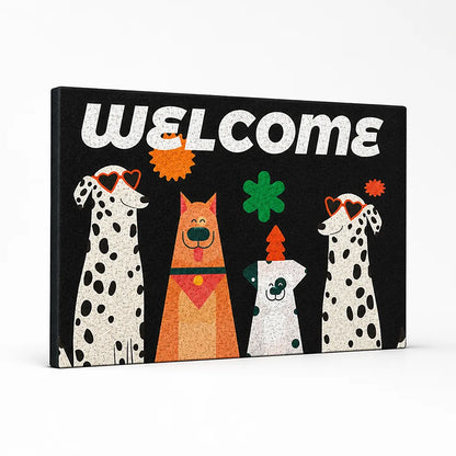 Welcome Mat Playful Illustrated Weather-Resistant & Non-Slip Backing