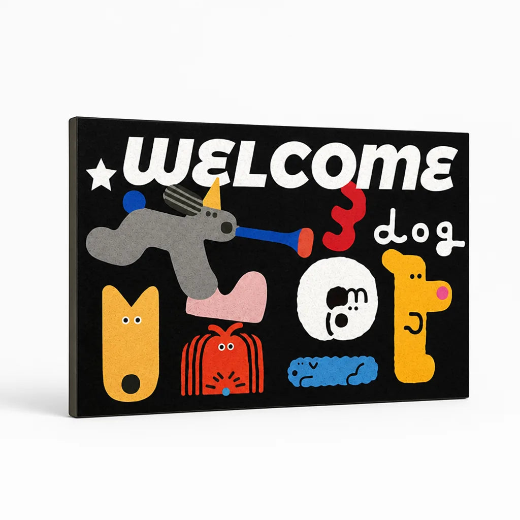 Welcome Mat Playful Illustrated Weather-Resistant & Non-Slip Backing