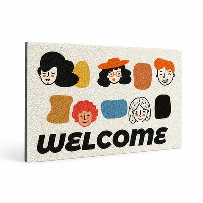 Welcome Mat Playful Illustrated Weather-Resistant & Non-Slip Backing