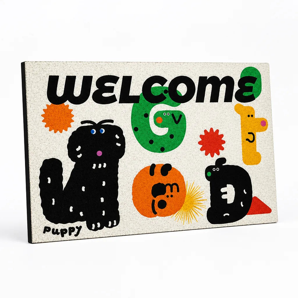 Welcome Mat Playful Illustrated Weather-Resistant & Non-Slip Backing