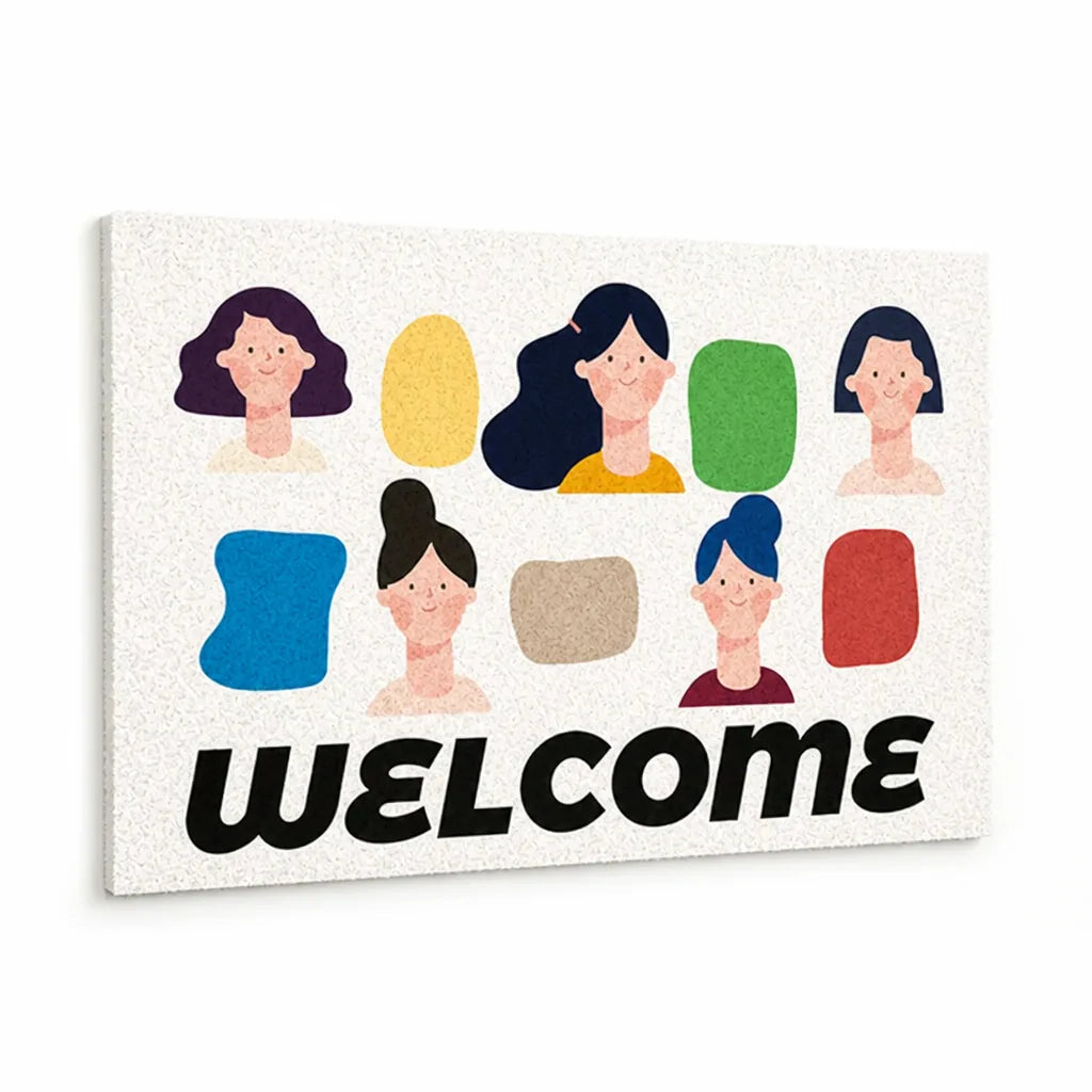 Welcome Mat Playful Illustrated Weather-Resistant & Non-Slip Backing