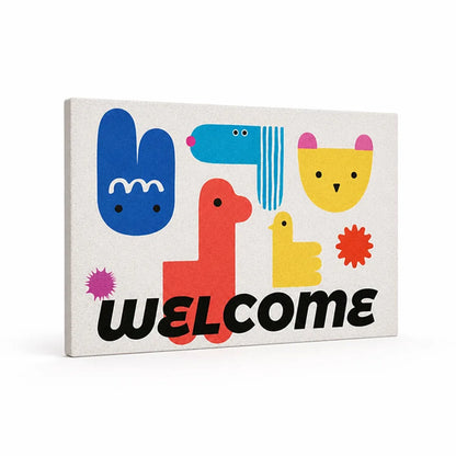 Welcome Mat Playful Illustrated Weather-Resistant & Non-Slip Backing
