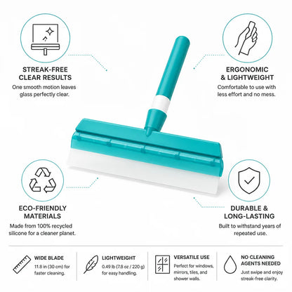 Window & Mirror Squeegee Streak-Free Recycled Silicone Ergonomic Grip